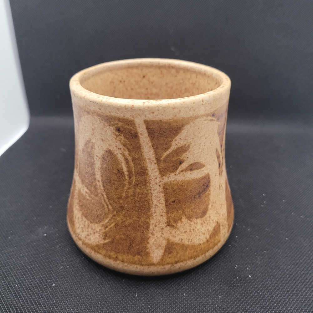 Vintage Studio Pottery Stoneware Cup Brown Speckled Glaze Handmade